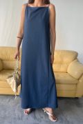 TENCEL KOLSUZ SALAŞ ELBİSE - İndigo resmi